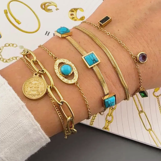 GOLD-PLATED ELEGANT BRACELETS-ADJUSTABLE & WATERPROOF.