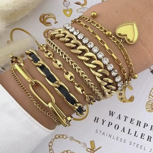 "TENNIS"BRACELET - 18K GOLD PLATED STEEL /cubic zirconia waterproof.