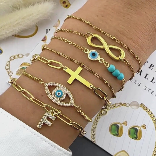 Bracelet "Croix (Pl.) 18k Gold plated steel