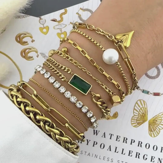 "TENNIS" BRACELET - 18K GOLD PLATED STEEL.