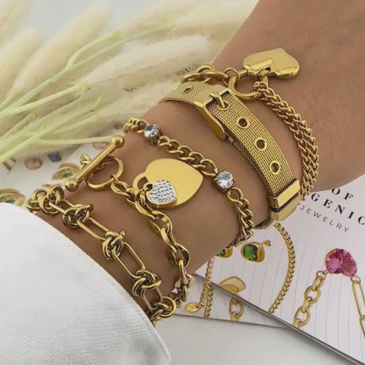 HEARTS "BRACELET,18K GOLD PLATED STEEL